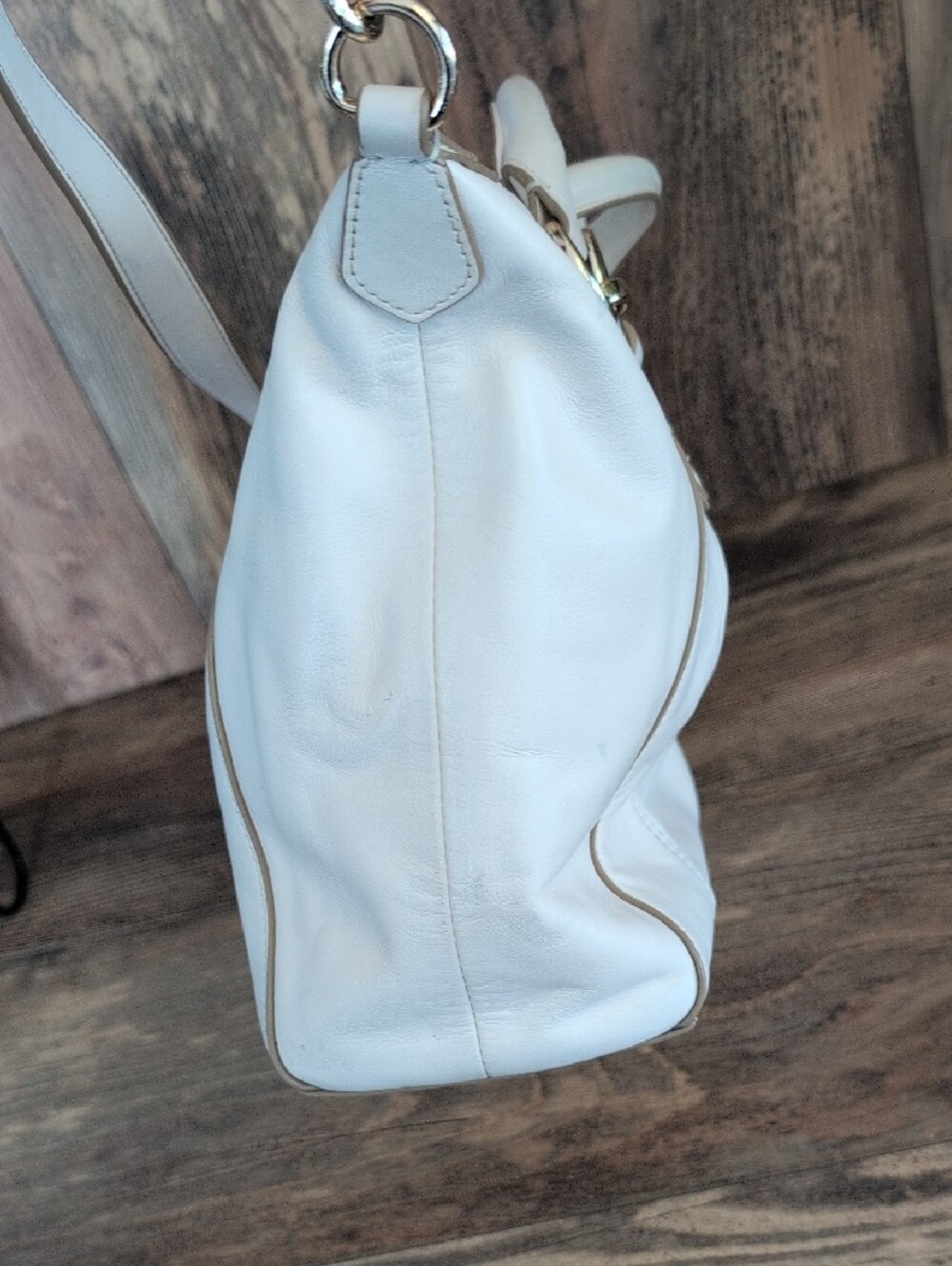 Coach Ivory Off White Colette Pleated Leather Satchel M410 - Picture 7 of 16
